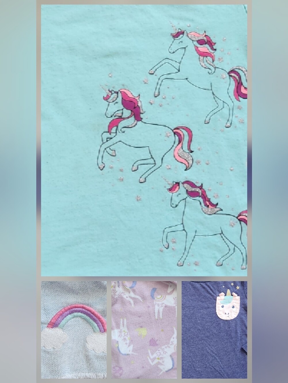 Girls 4T Mix & Match Bundle | Unicorn, Blue, Rainbow, School | 4 Pieces - Picture 2 of 11